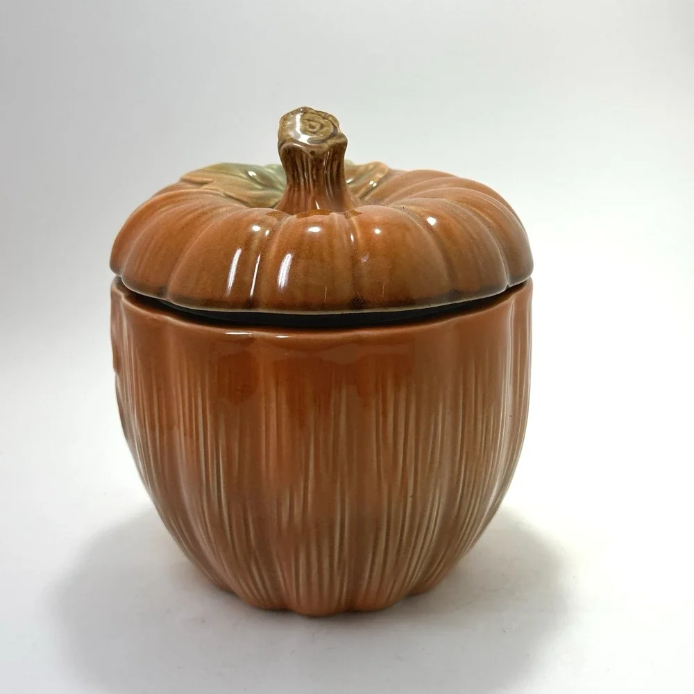 Ceramic Pumpkin Jar‎ w/ Lid & Seal | 6.5